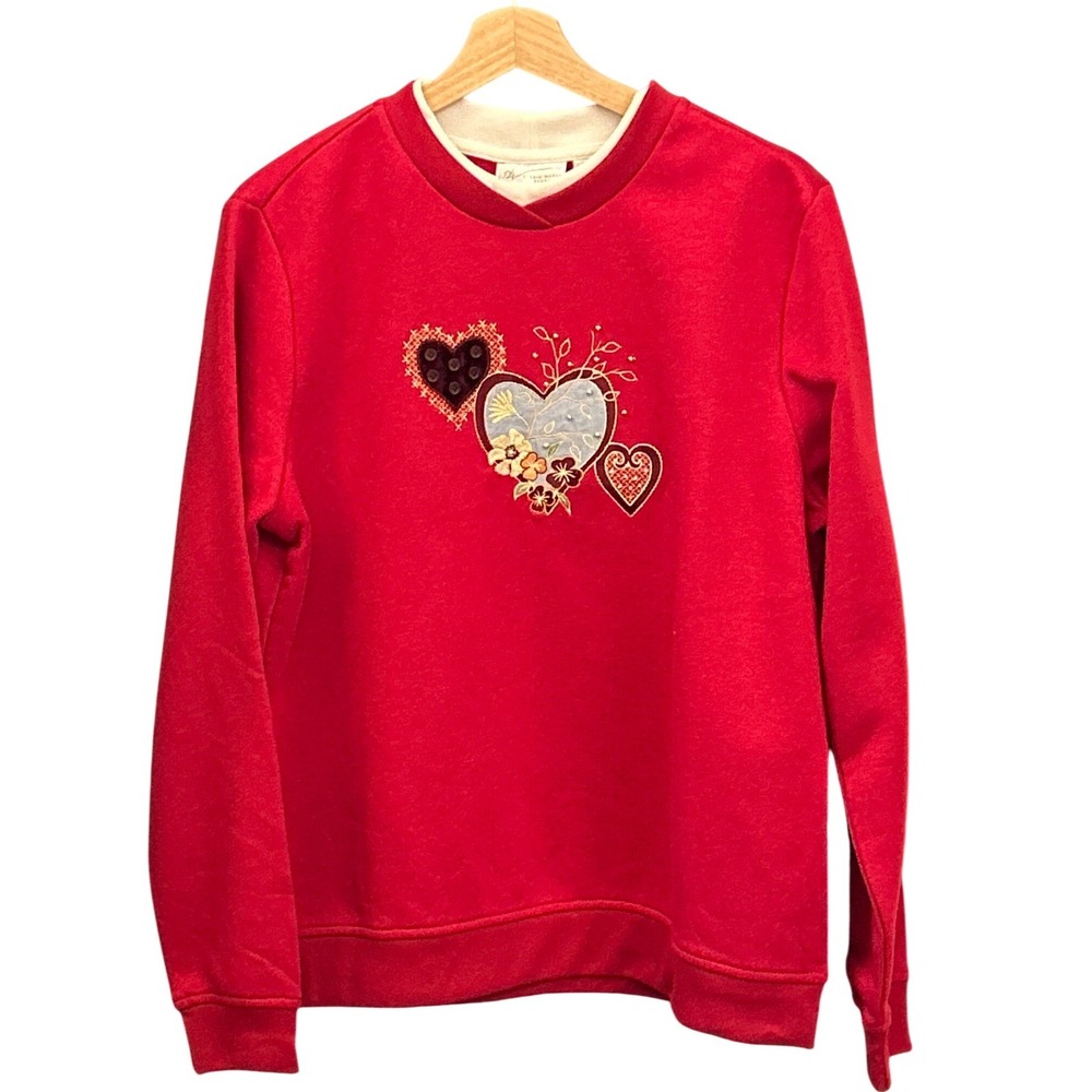 Vintage 90s Studio Works Sport Sweatshirt Heart Graphic Grandmacore Coquette